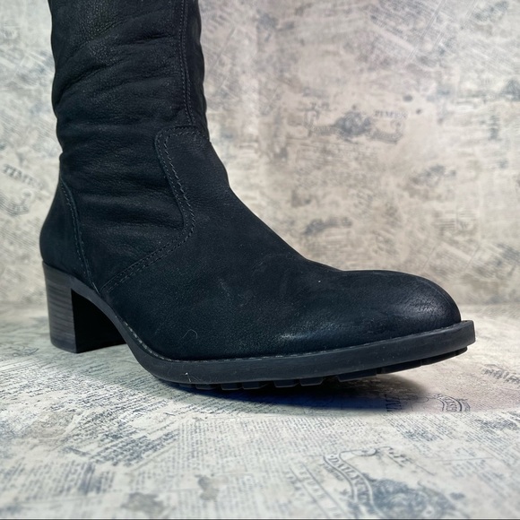 Paul Green Women's Black Suede Leather Buckle Zippered Tall Boots - Picture 4 of 15